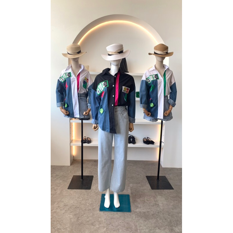 KAMEJA OVERSIZE SMILE SHIRT สําหรับผู้หญิงนําเข้า BKK