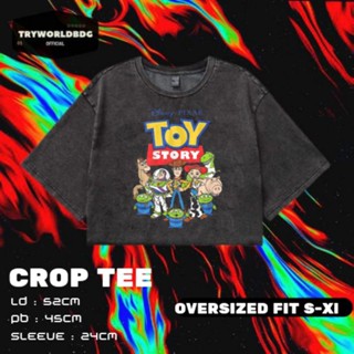 Tryworldbdg ร้านของเล่นปลูกพืช อย่างเป็นทางการ | เสื้อครอป โชว์หลัง | เสื้อยืด CROP TOP TOY STORY WASHING VINTAGE