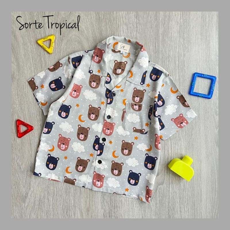 Kemeja Sorte TRPICAL - เสื้อเชิ้ตชายหาดฮาวายสําหรับเด็ก Unisex Casual Rayon Animal Print