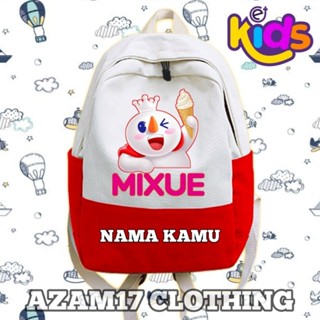 Tas Ransel Tas Ransel Tas TK SD Mixue Free Your Name Mascot Ice Cream Mixue Tas Ransel Boys Girls