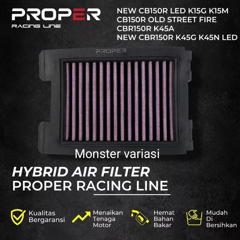 Proper Racing กรองอากาศ กรองอากาศ Hybrid CBR150 R/ใหม่ CB150R LED