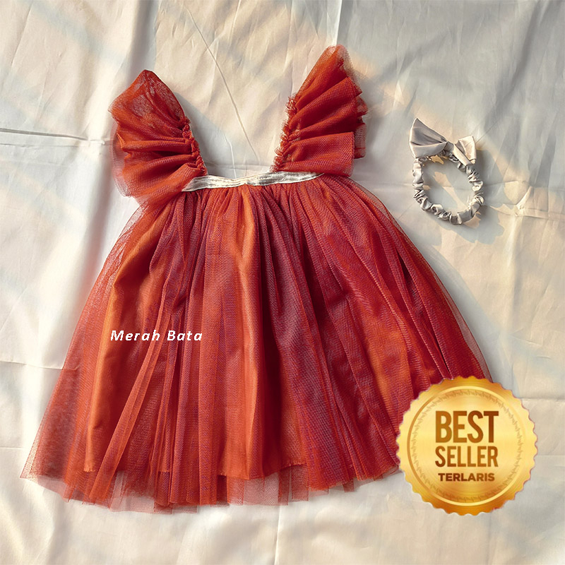 MERAH เด็ก Tutu เสื้อผ้า 12 เดือน -18 1 ปีเด็กชุดวันเกิดอิฐ Red Terracotta ชุด 2023 เดือนเด็กทารกทาร