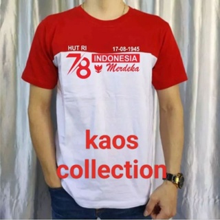 เสื้อยืด ลาย Indonesian Independence 78th Independence สีแดง และสีขาว สําหรับผู้ชาย และผู้หญิง