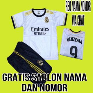 เสื้อกีฬาแขนสั้น ลายทีมฟุตบอล Madrid สําหรับเด็ก