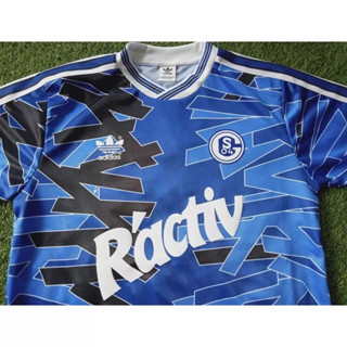 เสื้อกีฬาแขนสั้น ลายทีมชาติฟุตบอล Schalke ทีมเหย้า 1992