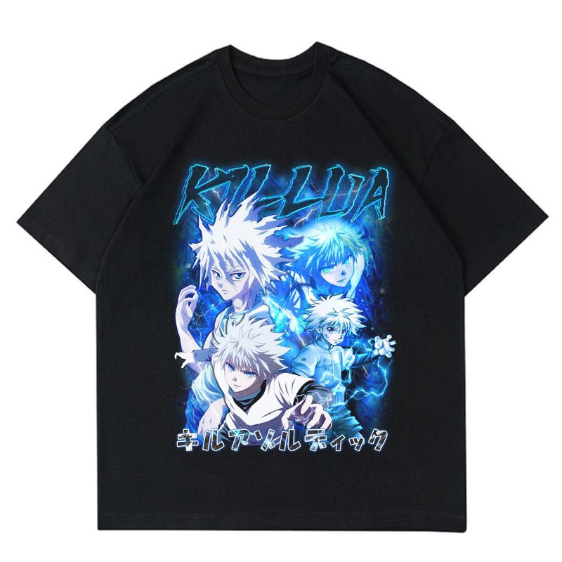 วินเทจ KILLUA "ไฟแนนซ์" เสื้อยืด | เสื้อยืดอนิเมะ HUNTER X HUNTER | เสื้ออนิเมะ