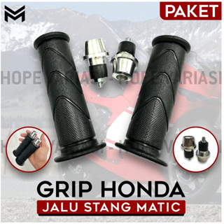 มือจับ 2IN1 HANDGRIP HONDA PLUS JALU STANG MATIC PLUG AND PLAY (PNP) เหมาะสําหรับทุกรุ่น VARIO MIO BEAT NMAX XMAX VIXION SUPRA VEGA FINO FAZZIO BEAT STREET ฯลฯ วัสดุจับยางพรีเมี่ยม HANDGRIP HONDA MODEL ของแท้ แบบคู่