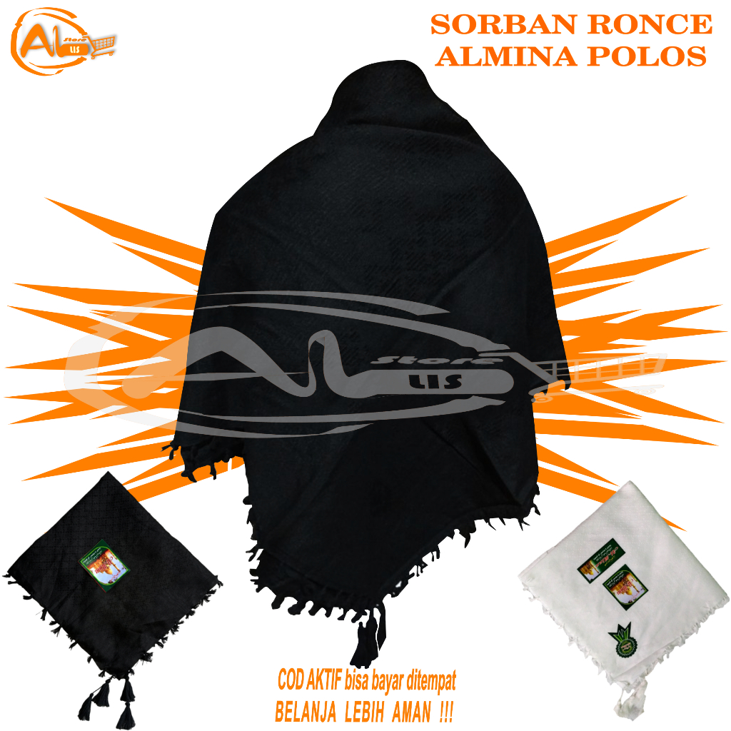 PLAIN BLACK HAJI TURBAN WHITE HAJI TURBAN ALMINA TURBAN คุณภาพสูงนุ่ม