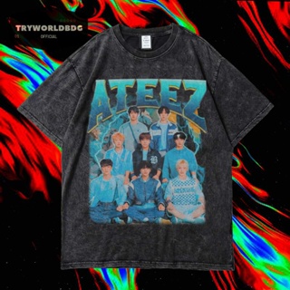 เสื้อยืด พิมพ์ลาย Tryworldbdg OFFICIAL "ATEEZ" | เสื้อเชิ้ต ซักได้ | หินล้าง | เสื้อยืด ขนาดใหญ่ | เสื้อยืด Ateez WASHING VINTAGE