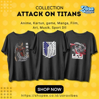 เสื้อยืด พิมพ์ลายอนิเมะ มังงะ Distro ATTACK ON TITAN