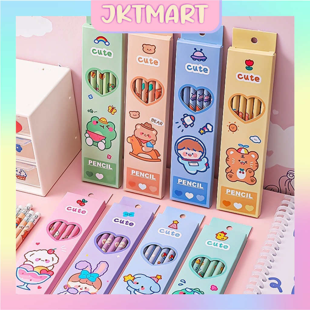 JKTMART HB ANIMAL WRITING PENCIL 1 ชุด 6 - HB SCHOOL PENCIL WITH CUTE CARTOON MOTIF S085