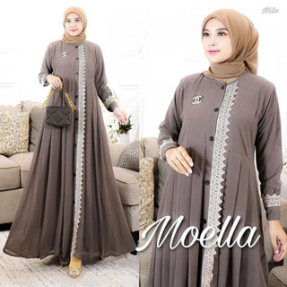 Gamis MOELLA DRESS BC FRIENDLY M L XL XXL ชุดเดรส ผ้าลูกไม้ สีดํา สําหรับผู้หญิงมุสลิม