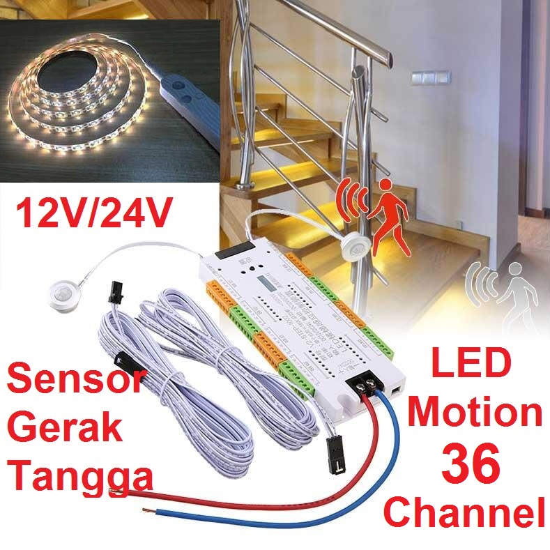 Led Motion Sensor Light Strip Motion Sensor ยืดหยุ่น LED บันไดระบบควบคุมอัตโนมัติ 32 ช่อง 12V 24V พร