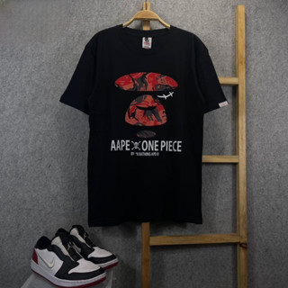 Kaos เสื้อยืด BAPE A BATHING APE AAPE X ONE PIECE RED สีดํา