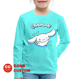 [ฟรีชื่อพิมพ์] เสื้อยืด แขนยาว พิมพ์ลาย cinnamoroll สําหรับเด็ก