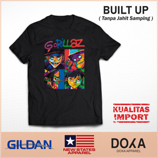 เสื้อยืด พิมพ์ลาย Gorillaz Built Up Band | เสื้อยืด ลาย ALTERNATIVE ROCK พรีเมี่ยม | Gorillaz ROCK Music DISTRO เสื้อผ้า