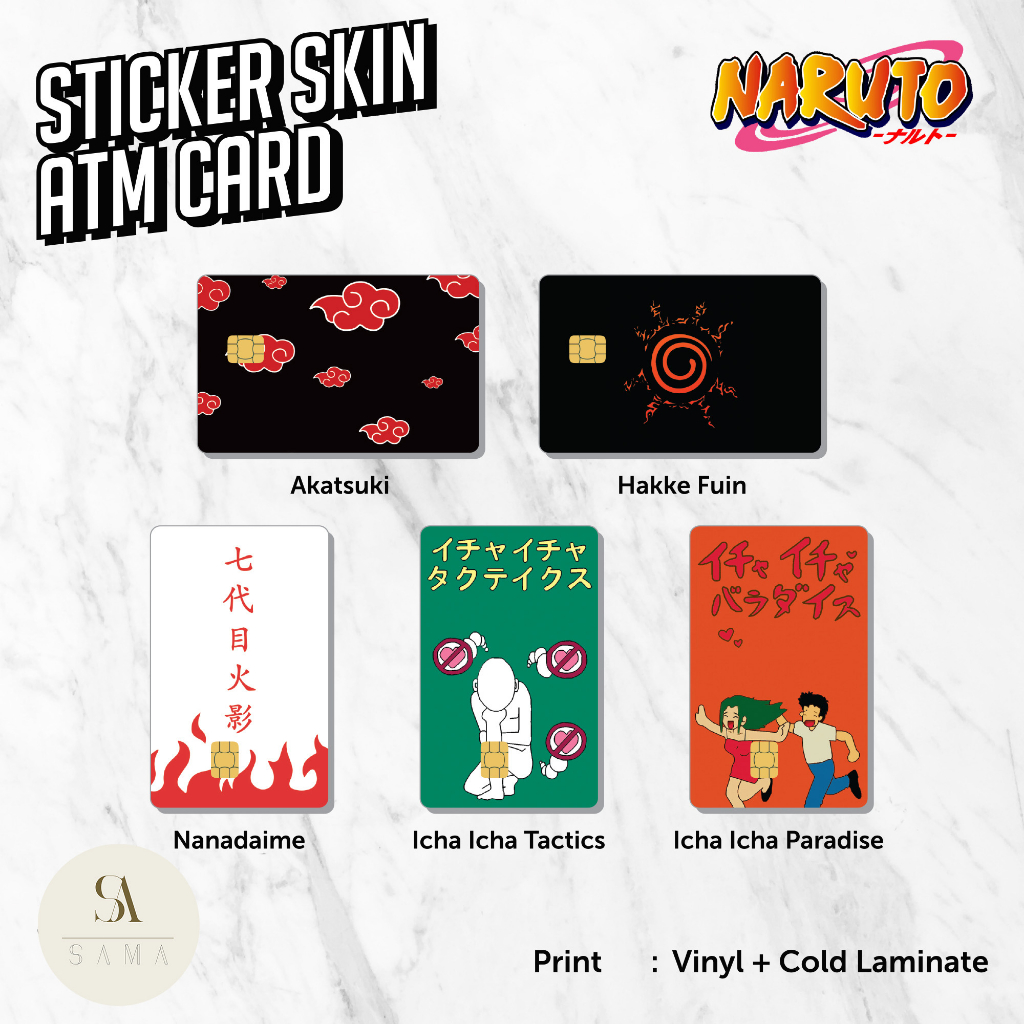 Naruto Series Sticker Skin Card - ATM Vinyl Debit Credit, Emoney, Flazz, Akes Card Shinobi Sticker