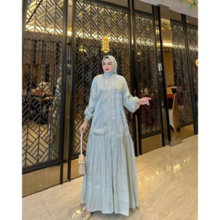 Gamis TERBARU INDIRA DRESS KF Material SANTORINI SHIMER M L XL XXL FRIENDLY GAMIS ชุดเดรสสั้น สีพื้น สไตล์เกาหลี หรูหรา สําหรับผู้หญิง