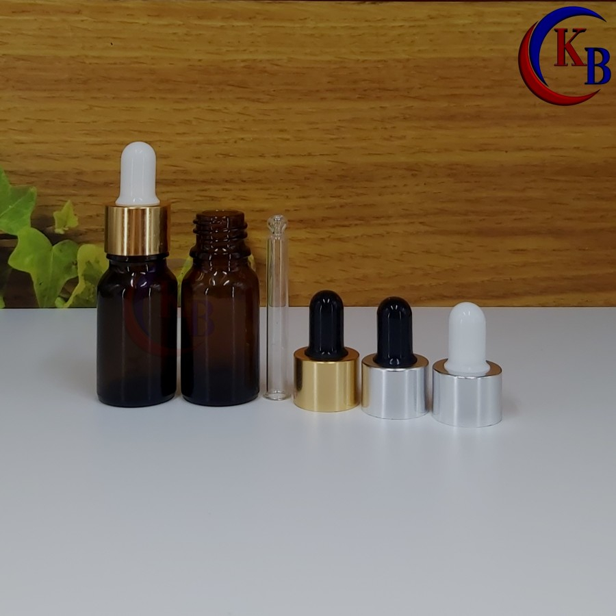 10ML ALUMINIUM DROP SERUM PIPETTE BOTTLE / 10ML THICK BROWN GLASS BOTTLE