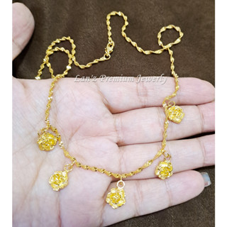 Lanz สร้อยคอไทเทเนียม 18K ลายดอกไม้ 5 สวยงาม สําหรับผู้ใหญ่ (สีทอง)