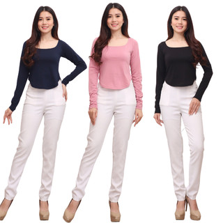 RAINBOW -  Luna Square Neck Long Sleeve Shirt Blouse / Lengan panjang