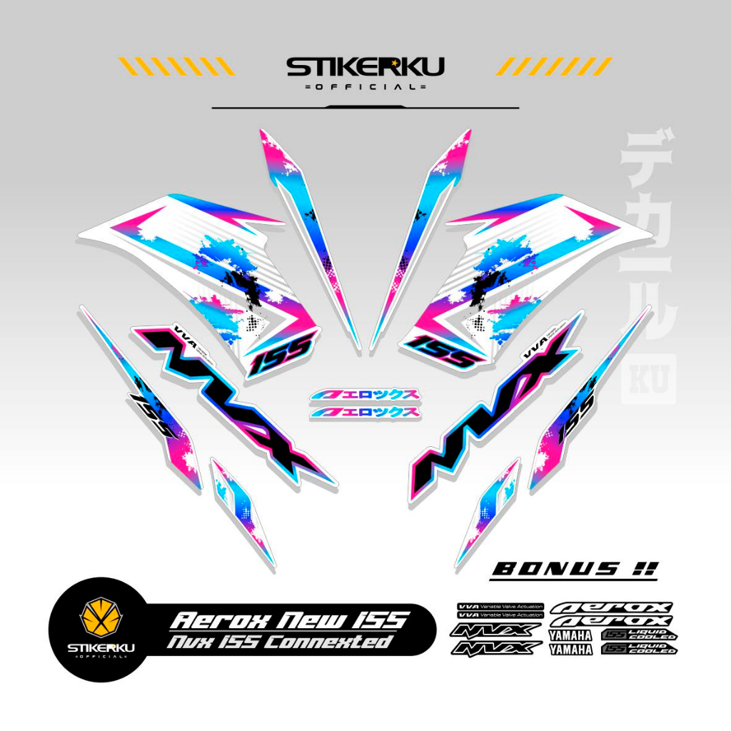 Hitam Striping AEROX 155 สติ๊กเกอร์เชื่อมต่อใหม่ MOTIF 3 / สีคอมโบ / ฐานสีดํา / AEROX 155 / AEROX 15