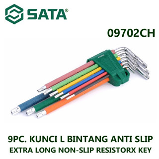 กุญแจ Sata L Star 09702CH - 9 ชิ้น กุญแจ ป้องกันการลื่นไถล ทนทาน ยาวพิเศษ