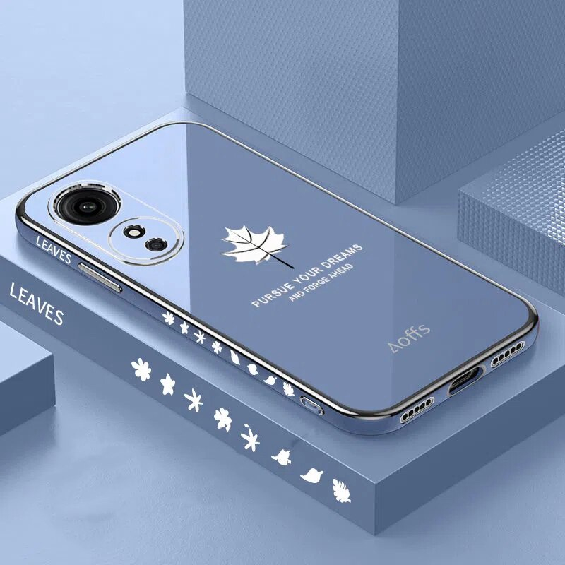 เคสโทรศัพท์ซิลิโคนลายใบไม้ Maple Softacase OPPO A17 พร้อมสายรัด BONUS