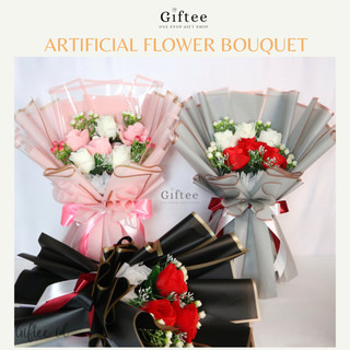 BUKET BUNGA MAWAR AURORA KADO VALENTINE ULANG TAHUN ROSE BOUQET BUCKET ARTIFICIAL PALSU BUATAN