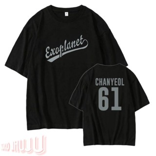 เสื้อยืด พิมพ์ลาย Exo Font Exoplanet สีเงิน สําหรับผู้ชาย