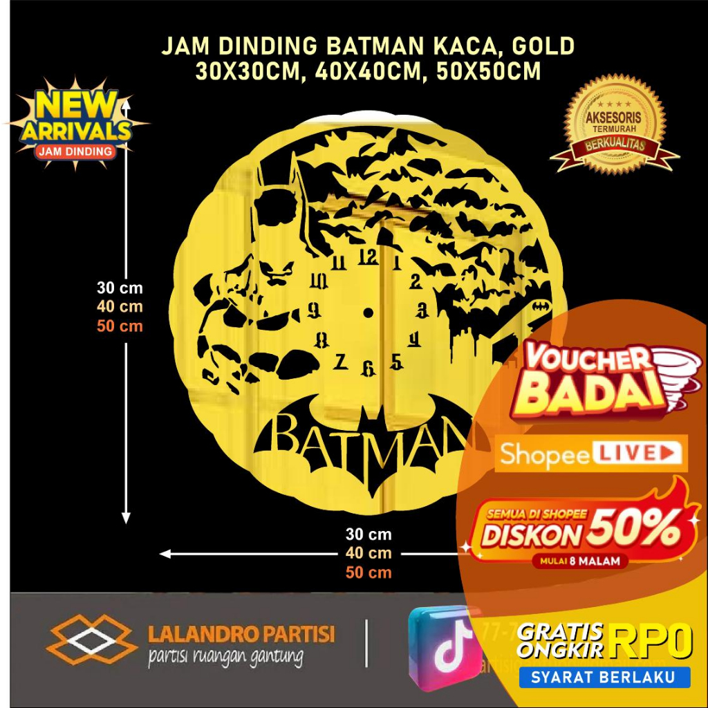 นาฬิกาแขวน Batman Gold / นาฬิกาตั้งโต๊ะ / Batman Silluete