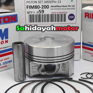 ชุดลูกสูบ FIM โดมพินดิบ กําหนดเอง 13 Dm 57 | 57.5 | 58 | 58.5 | 59 | 59.5 | Jupiter Vega Bore Up Sonic Vario125 Charisma Grand Supra ขนาด 60 มม.