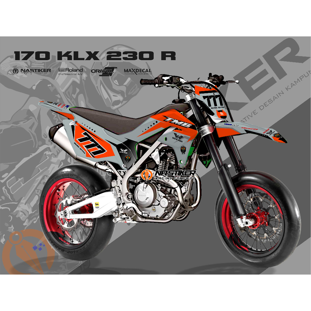 DECAL KLX ABUABU, DECAL KLX230R สติ๊กเกอร์ DECAL KLX 230R FULL BODY GLOSSY ออกแบบฟรี