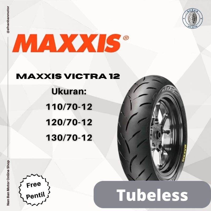 Maxxis Victra ยางรถจักรยานยนต์ ขนาด 110/70-12, 120/70-12 &amp; 130/70-12 สําหรับ Vespa Matic Motorcycles Etc