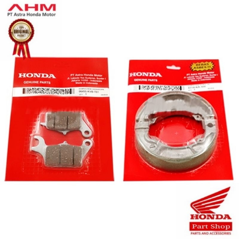 06455-KVB-T01 43130-KZL-930 ผ้าเบรคหน้าและหลังสําหรับ Beat Scoopy Spacy