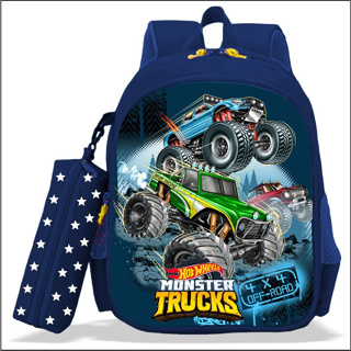 กระเป๋าเป้สะพายหลัง กระเป๋านักเรียน พิมพ์ลายตัวอักษร MONSTER TRUCK คุณภาพพรีเมี่ยม สําหรับเด็กอนุบาล และประถม