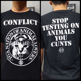 เสื้อยืด พิมพ์ลายวงพังก์ CONFLICT BAND