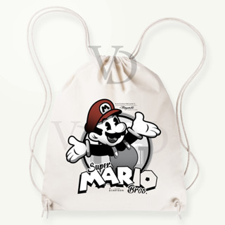 กระเป๋าหูรูด ลาย Super mario สีทองเหลือง สําหรับเด็ก