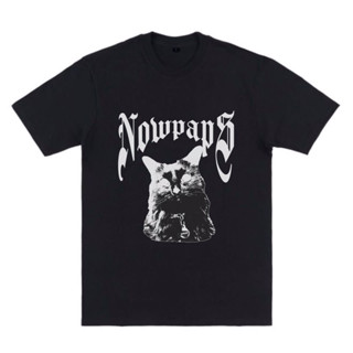 เสื้อยืดแขนสั้น ผ้าฝ้าย พิมพ์ลาย NOWPAPS CAT REASON สีดํา