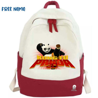 กระเป๋าเป้สะพายหลัง ลายการ์ตูน KUNGFU PANDA UNISEX สําหรับเด็กนักเรียน (ฟรีชื่อ)