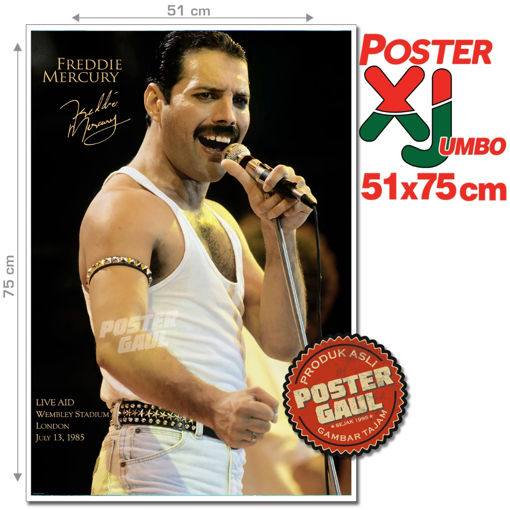 โปสเตอร์ XJumbo FREDDIE MERCURY: LIVE AID AT WOMBLEY 1985 XJFJP463 - ขนาด 51 x 75 ซม.