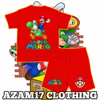 เสื้อยืด กางเกงขาสั้น พิมพ์ลาย Mario Bros Super Mario สําหรับเด็กผู้ชาย และเด็กผู้หญิง