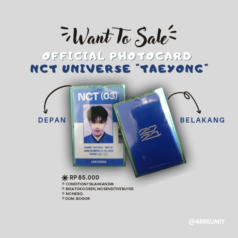 โฟโต้การ์ดอย่างเป็นทางการ NCT UNIVERSE TAYONG