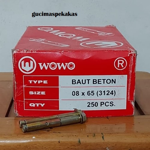 WOWO สลักเกลียวติดผนัง \ Anchor Bolt \ WOWO สลักเกลียวแบบฝัง \ Dinalbolt 8x65