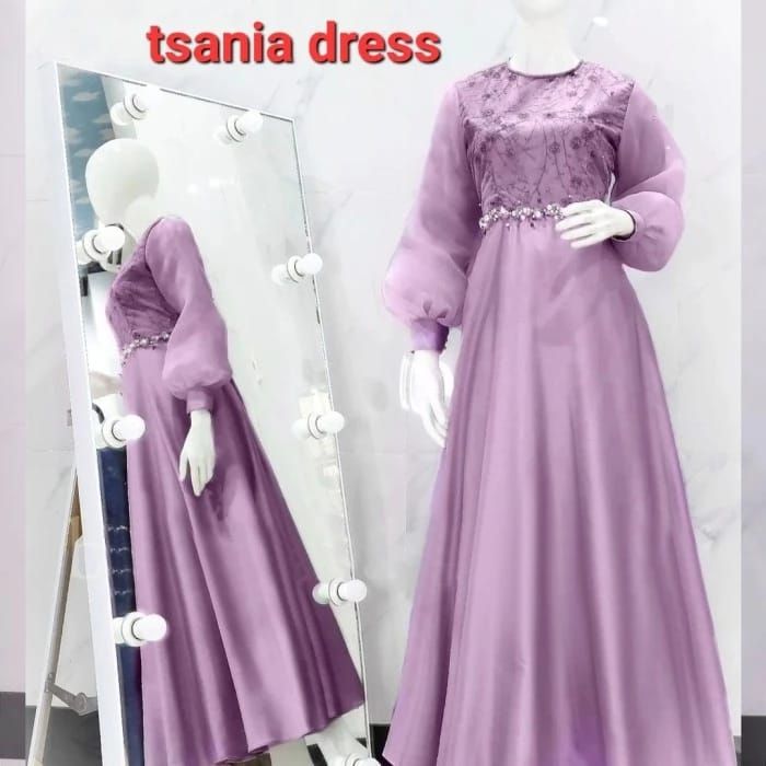 ใหม่ล่าสุด TSANIA BROKEN DRESS GAMIS TILE PEARL COMBI ORGANZA / GAMIS / PARTY MAXIDRESS / GRADUATION GAMIS / FORMAL GAMIS