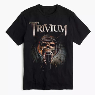 เสื้อยืด พิมพ์ลายโลโก้หัวกะโหลก Trivium สไตล์ตะวันตก สําหรับผู้ชาย และผู้หญิง