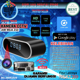 Z10 Jam Meja Kamera CCTV Mini WIFI FULL HD 1080P Hidden Camera Spycam Table Clock Infrared Night Vision Motion Detection Video Foto Record New Spy Cam Ip Wifi z10 P2P Camera Wireless Termurah