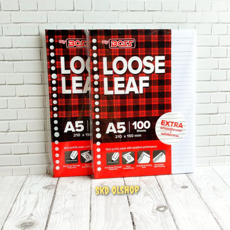 LOOSE LEAF BIGBOSS A5 100 แผ่น/ เต็นท์ A5 BINDER (CONTENTS 100 แผ่น) ลายทาง