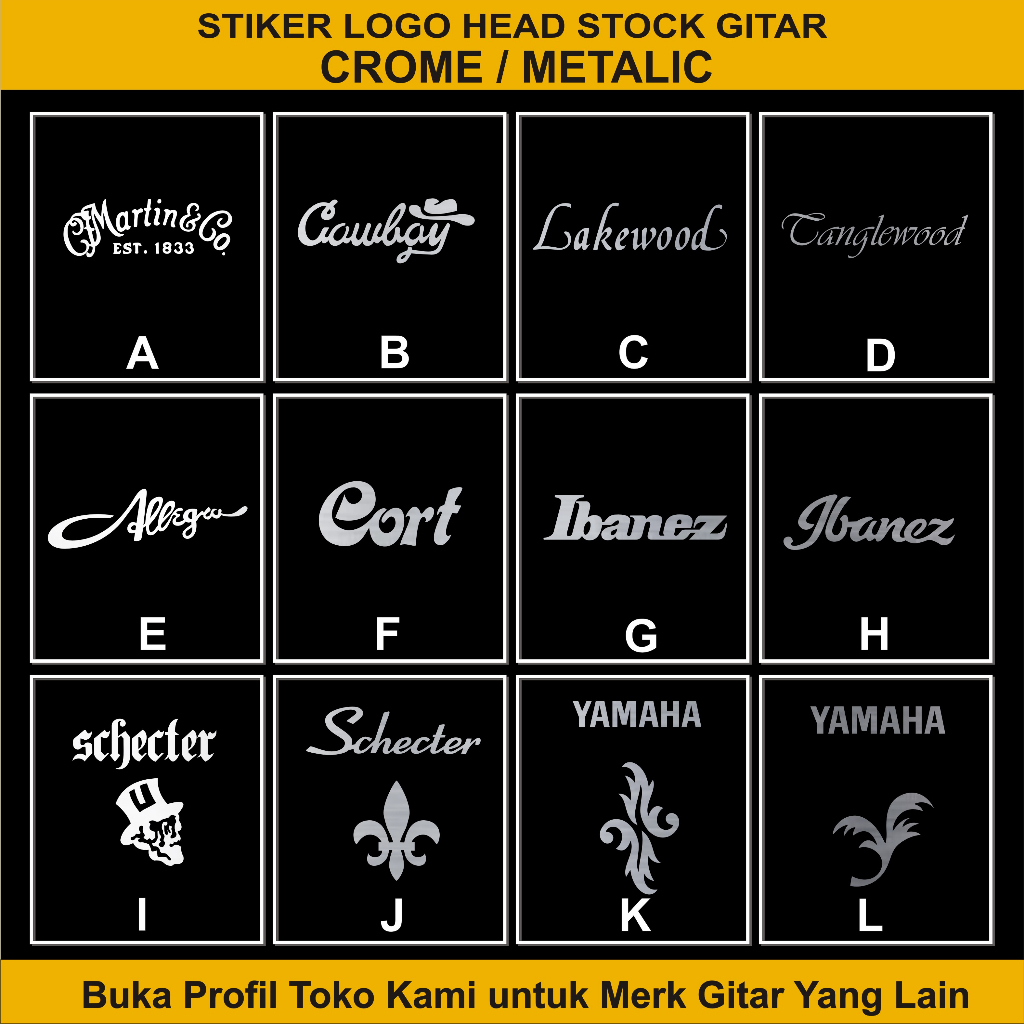 สติ๊กเกอร์-สต็อก GUITAR LOGO STICKER HEAD STOCK ACOUSTIC GUITAR HEAD