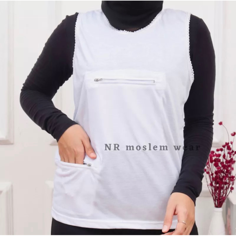 เสื้อยืดผู้หญิง UNDERWEAR เสื้อยืดพร้อมกระเป๋า ผู้หญิง SINGLET ใน HAJJ และ UMROH รหัส pe